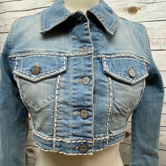 RTB Real Tough B itch Denim Jacket SMALL Biker Babe Blue Jean Embroidered Bling - Picture 6 of 11